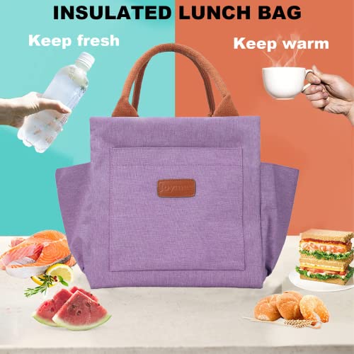 Joymee Lunch Bag Women Insulated Lunch Box Reusable Durable Leakproof Large Spacious Cooler Tote For Women Men Adult With Bottle Holder And Side Pockets For Work Office Travel Picnic - Purple #TOP4