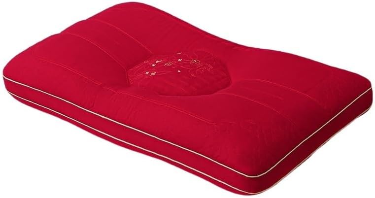 Pair of Red Knitted Cotton Family Pillows Suitable for All Seasons