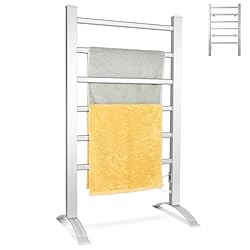 【Wall Mounted & Freestanding Design】 The wall-mounted way enables you to hang your towels and bath sheets on the heated towel rail in the bathroom and make them just ready at hand, which can also save space while the freestanding way features great p...
