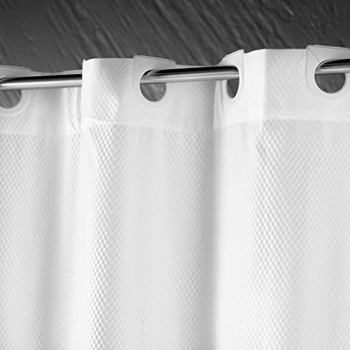 Rideau de douche microfibre gaufree a oeillets clipsables anti eclaboussures - 4