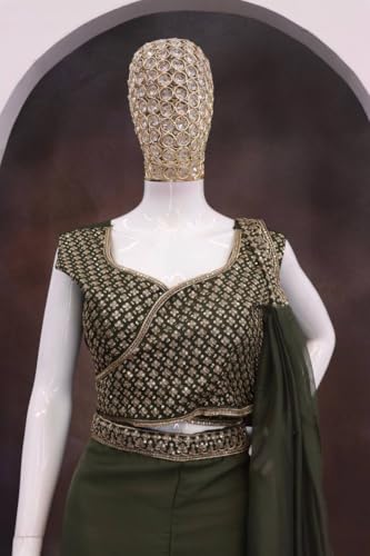 Image of Women Palazzo Blouse Dupatta Set for Women,Fully Stitched Teby Silk Palazzo with BanglorySilk Blouse & Teby Silk Dupatta | Multicolour Embroidery & Sequin Work