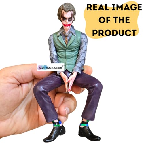 Image of Blue Aura Joker Action Figure Car Accessories Joker Statue for Decor Dashboard Toy Height - 15CM | Jo-ker Sitting