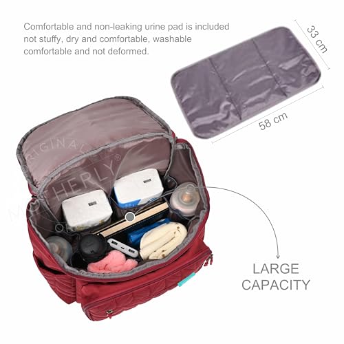 Image of Motherly Baby Diaper Bag for Mothers specious and large travel diaper bags for Mom for travel |6 Month Warranty |(Red)
