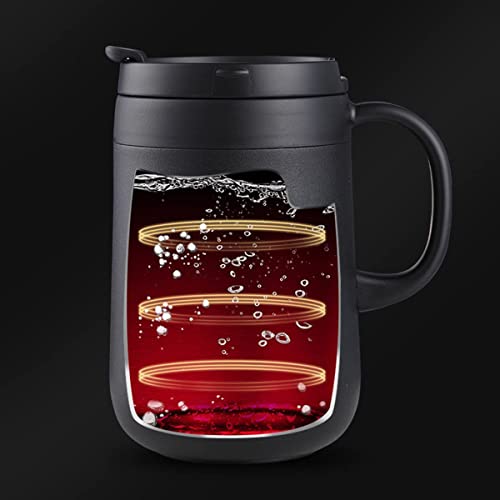 Image of Insulated Coffee Mug with Lid Travel Hot and Cold Coffee Mug with Spoon Double Wall Vacuum Insulated Stainless Steel Mug for Daily Drinks | BPA Free | (Black)