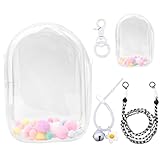 Tinoaly Transparente Figuren Vitrine, Puppenschutzhülle für Plüschpuppen Puppentasche Halter Tragbarer PVC Umhängebeutel Puppenhülle mit Schlüsselanhänger für 15cm/17cm Puppenzubehör (Weiß)