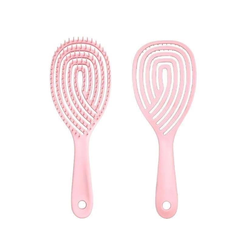 3D Hollow Vent Detangling Brush for Women & Men | Fast Blow Dry Styling with Flexible Bristles | Anti-Breakage, Anti-Frizz, Scalp Massage | Wet & Dry for Curly, Wavy, Straight & Thick Hair (Pink)-image-35