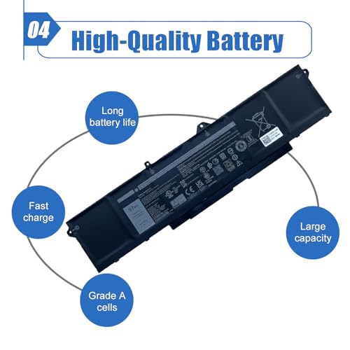Image of 9JRV0 97Wh Battery Replacement for Dell Latitude 5521 5531 Precision 3561 3571 3581 Alienware m17 R5 AMD m18 R1 R2 m18 R1 AMD Series Laptop 0P3TJ 0R05P0 05RGW