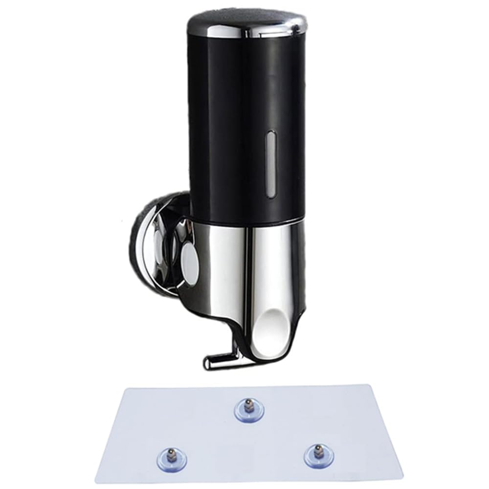 Wall Mounted Soap Dispenser Shower Manual Pressing Head Liquid Shampoo and Soap Dispenser for Bathroom Kitchen Marketplace Hotel (500ml -Black)