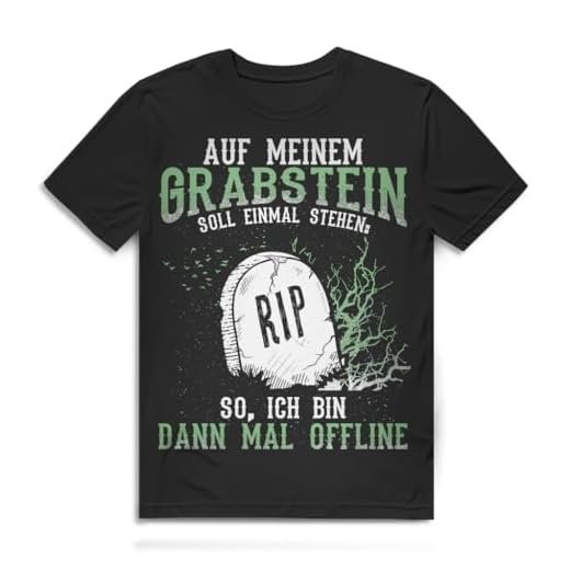 Lustiges Herren T-Shirt – So ich Bin dann mal offline – Grabstein Internet Humor-Black/XXL