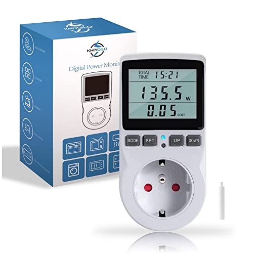 KHIYQILO Prise Compteur d'Énergie, Consommation d'Energie, Wattmètre 11 Modes, Prise Consommation Electrique, Économie d'Energie, Protection Surcharge, 3680W MAX