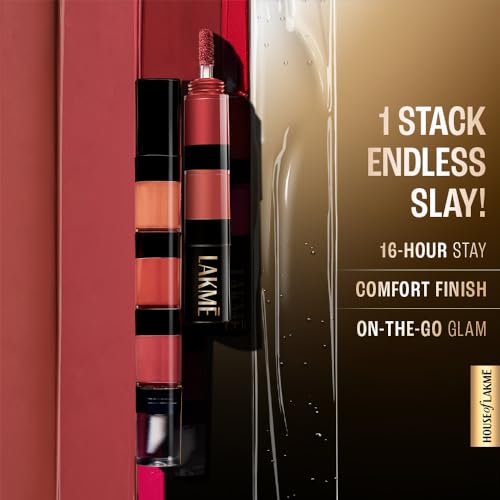 LAKMÉ Ultimate Glam 4-in-1 Lip Stack - 3 Matte, 1 Gloss - Nice Nudes 4ml - Image 6