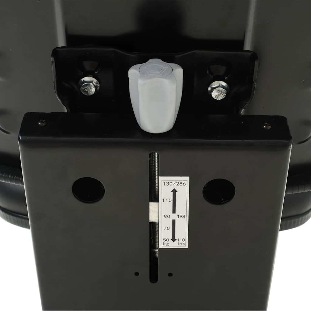 Sedile trattore con sospensione nera, telaio in acciaio PVC imbottito 48 x 50 x 59 cm, seduta da 50 a 130 kg, regolabile 150 mm, per terreni accidentati
