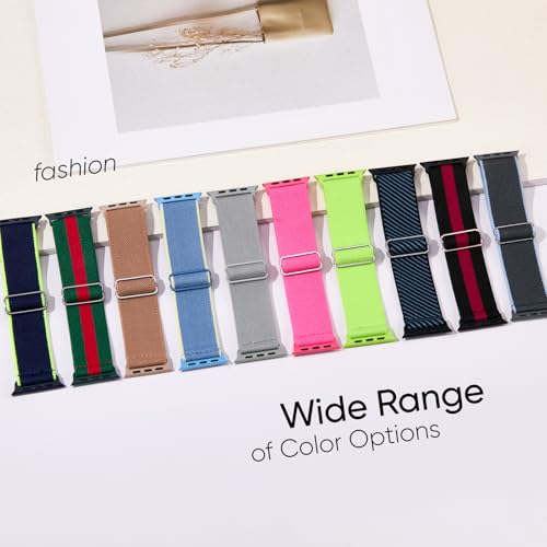 Image of 10 Pack Stretchy Bands Compatible with Apple Watch Band 40mm 38mm 41mm 42mm 44mm 45mm 46mm 49mm Women Men, Nylon Solo Loop Elastic Sport Straps for iWatch Series 11 10 9 8 7 6 5 4 SE 3 Ultra