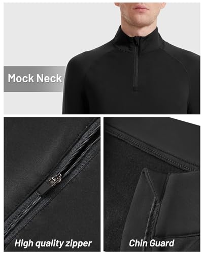 Runhit Men's Quarter Zip Fleece Pullover Thermal Running Shirts Lightweight Sweatshirt Long Sleeve Polo Shirt4
