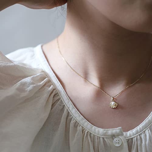 Collar de Concha de Perla de Plata de Ley 925 para Mujer, Regalo de joyería del día de San Valentín