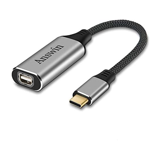 Answin USB C to Mini Displayport (4K@60Hz), USB-C/Thunderbolt 3 to Mini DisplayPort Adapter for New MacBook, MacBook Air, MacBook Pro 2016-2022, Galaxy S8-S22 and More USB Type-C Devices-Grey