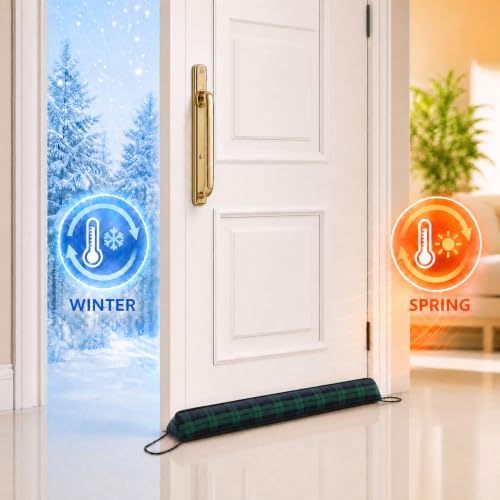 Image of Sunolga Door Draft Stopper, Removable Washable Cover, 38 inch, Blue & Green