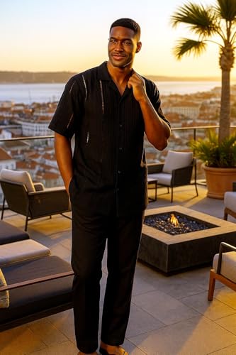 STACY ADAMS Men's Linen Shirt Pant Set2