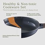 22Pcs Pots and Pans Set Non Stick Non-Toxic Ceramic Cookware Sets Nonstick Kitchen Pot&Pan with Lid Cream Gray Granite Induction Compatible with Glass Lids 10" Griddles Frying Pan PFOA/PFOS-Free
