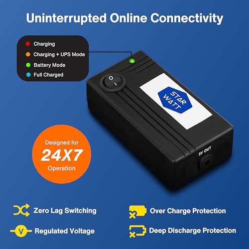 Image of 5V Mini UPS with Power Adaptor for 5V WiFi Routers, WiFi Cameras, Biometric & USB Powered Devices| Uninterrupted Power Backup for 3-10 Hours | Supports All 5V Upto 2A | Replaceable Battery