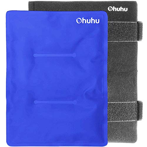 Ice Packs for Injuries: Ohuhu XL Reusable Ice Packs with Wrap 14" X 11" Hot Cold Gel Ice Pack Flexible Pain Relief for Shoulder Knee Back Hip Aches Injury-Blue