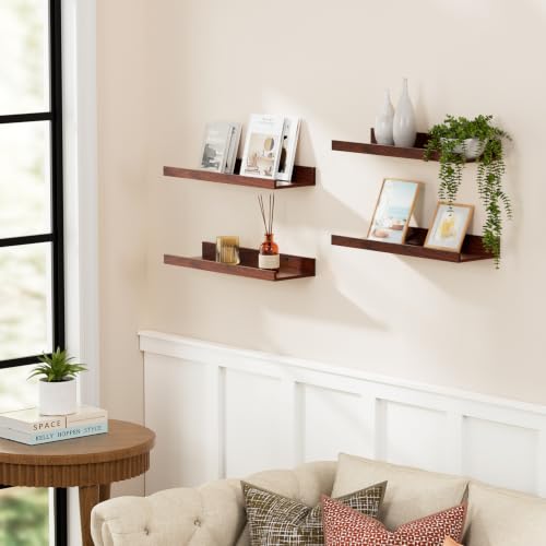 Image of BAYKA 15.7x4.13 Floating Shelves for Wall,Room Decor,Raised Lip,4 Pack