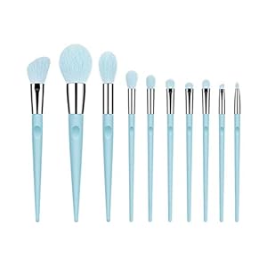 Makeup brush 10 PCS Blue Makeup Brushes Full Set of Large Powder Blush Eye Shadow Makeup Brushes Highlighter Makeup Tools with Pen Hold(Color:Gold)