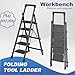 8 Step Ladder with Tray Suport 330lbs Capacity Folding Step Stool with Anti-Slip Wide Pedal Anti-Slip Feet,Sturdy Steel Construction,Steel Ladder for Adult Painting,Garden,Office,Garage