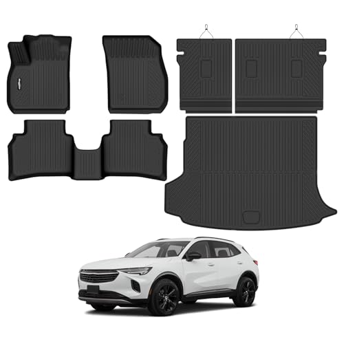 Bingoliner Floor Mats for Buick Envision 2021-2025 2026 Trunk Mat with Backrest Mat All Weather TPE Protector for Buick Envision Accessories