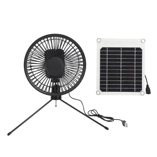 Spacnana Ventilador de Parente de Campamento Solar, 67 Ventilador de Campamento Portátil Ajustable a Prueba de Agua con Panel Solar de 10 W, para Actividades Al Aire Libre