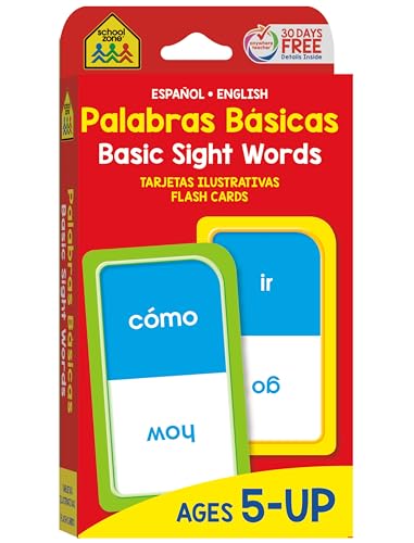 Image of School Zone Spanish Basic Sight Words Flash Cards: 56 Cards, 108 Words, Kindergarten, 1st Grade, Palabras Basicas Tarjetas Ilustrativas, Bilingual, ESL, Language Immersion (Spanish/English Edition)