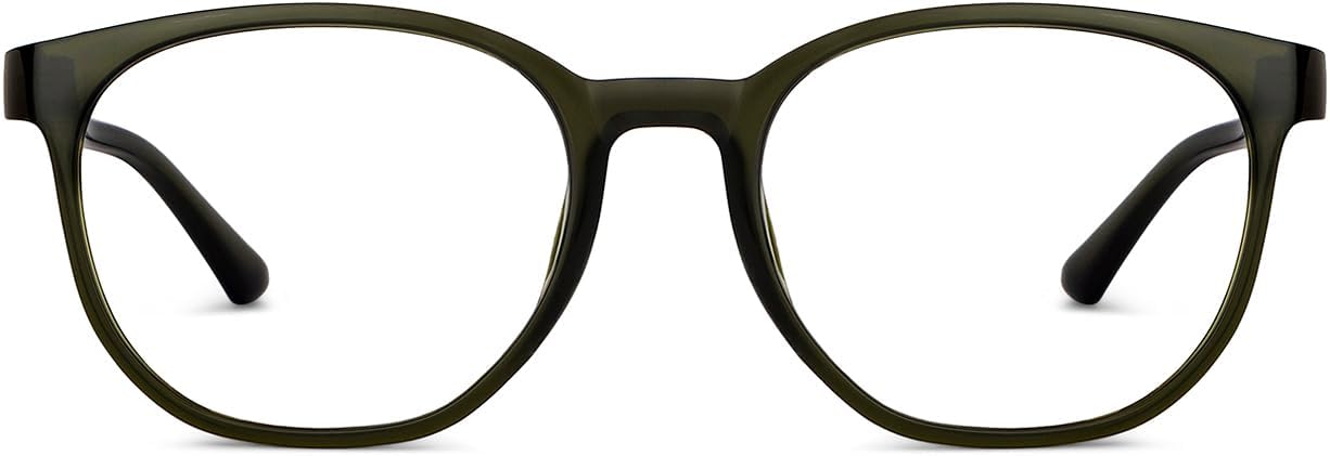 LENSKART BLU | Zero Power Blue Cut Computer Glasses | Anti Glare, Lightweight & Blocks Harmful Rays | UV Protection Specs | Green | Men & Women | Large | LB E14271