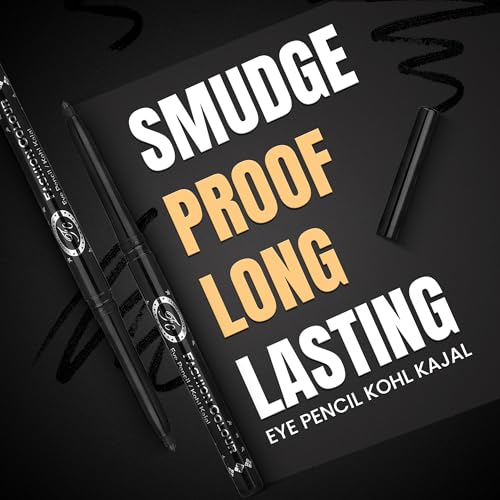 Image of Fashion Colour Intense Kajal Eyeliner | Waterproof & Smudge Proof Kohl Pencil | 12+ Hour Long Stay | Deep Black Retractable Eye Liner | Soft Smooth Glide | Highly Pigmented | Safe for Waterline | Eye Makeup for Women | 0.35g