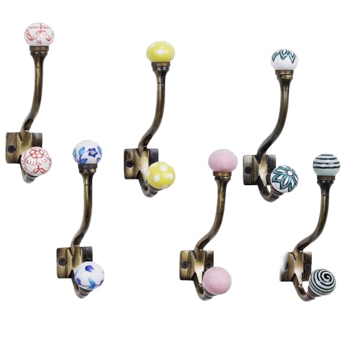 Indian Shelf 6 Pack Decorative Heavy Duty Coat Hooks Wall