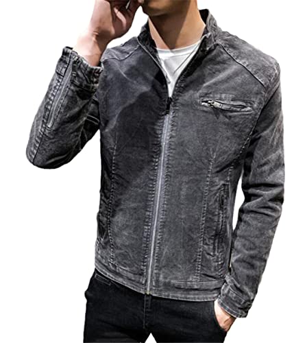 Manteau en coton gris d'automne finitions soignées pour homme élégant L