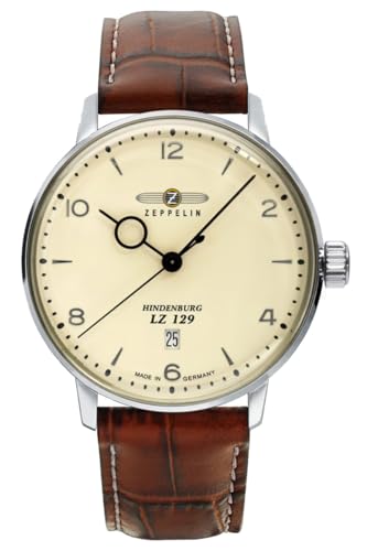 Zeppelin 8042-5 LZ129 Hindenburg Herrenuhr Edelstahl silberfarben Lederband Swiss Quarz