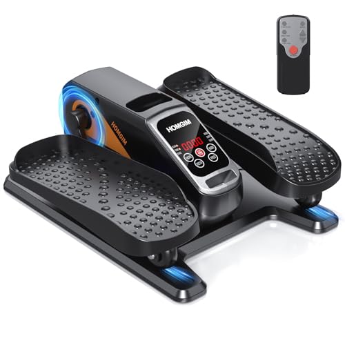 HOMGIM Under Desk Elliptical Machine - Quiet Motorized Leg Exerciser with Smart Remote, 12-Speed Manual Programs Auto/3 Auto Programs LCD Display & Bidirectional Motion for Home/Office (Orange)