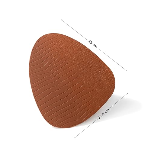 Image of Premium Recycled Leather Mouse Pad for PC | Large Size 25x22cm Mousepad for Laptop Wireless | Handcrafted | Anti-Slip, Anti-Skid, Waterproof| Croco Finish for Home, Office, Gaming, Tan