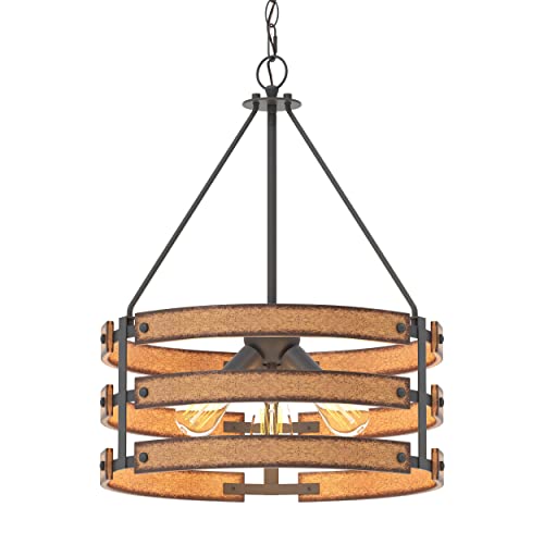 Inlight-18-Rustic-and-Industrial-Design-Farmhouse-3-Light-Pendant-for-Kitchen-Island-Textured-Black-and-Faux-Weathered-Wood-Finish-Metal-Circular-Hanging-Chandelier-for-Foyer-IN-0335-3-WD Inlight 18 Rustic and Industrial Design Farmhouse 3 Light Pendant for Kitchen Island Textured Black and Faux Weathered Wood Finish Metal Circular Hanging Chandelier for Foyer IN 0335 3 WD