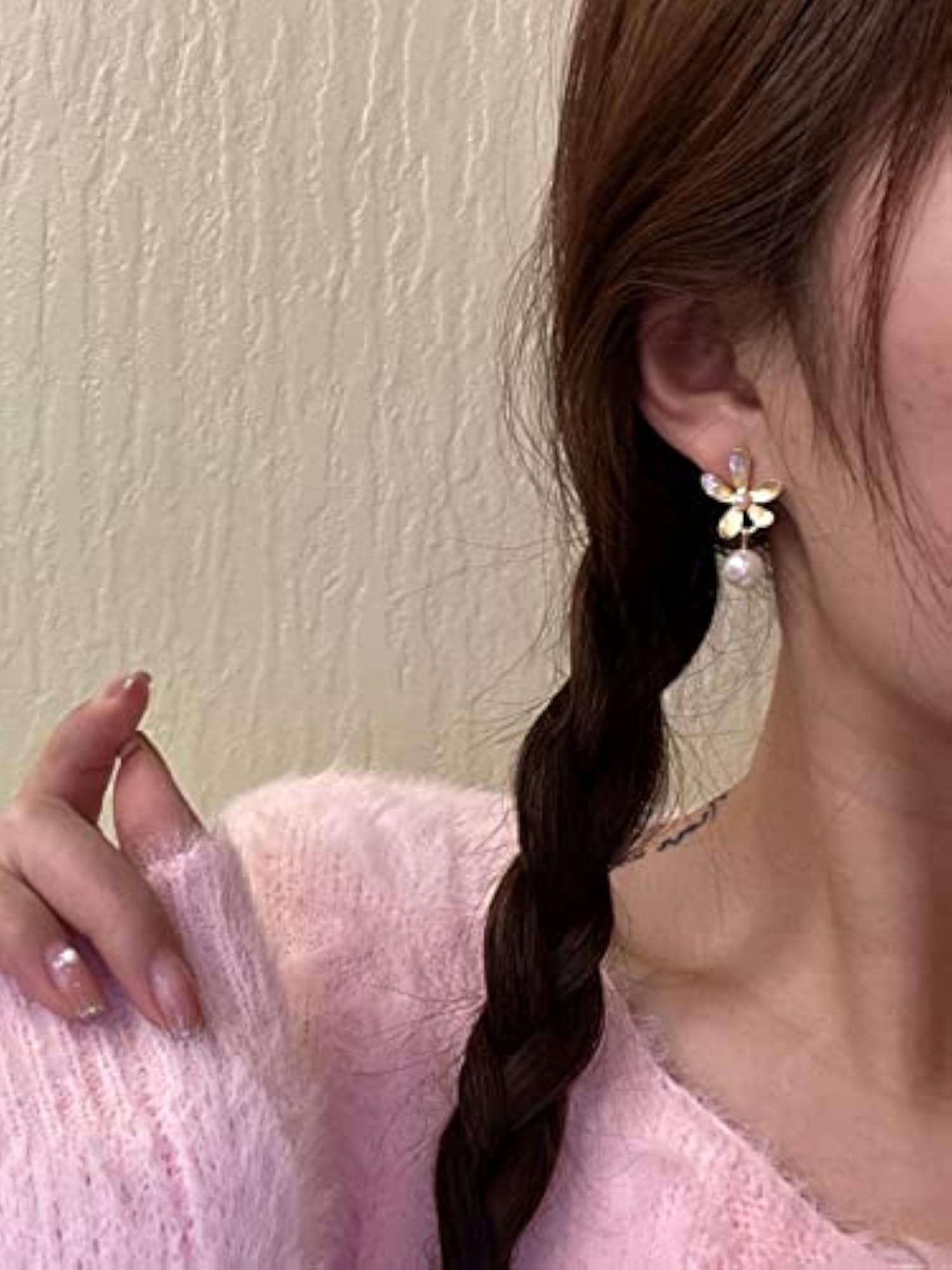 Flower Stud Pearl Earrings, Drop Earrings For Women