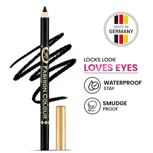 Image of Fashion Colour Waterproof & Smudge Proof Kajal for Women | Super Gliding | 24Hr Long Stay | One Stroke Smooth Application | Creamy Texture | High Intensity Jet Black Kohl | Lightweight Eye Kajal | 1.2g