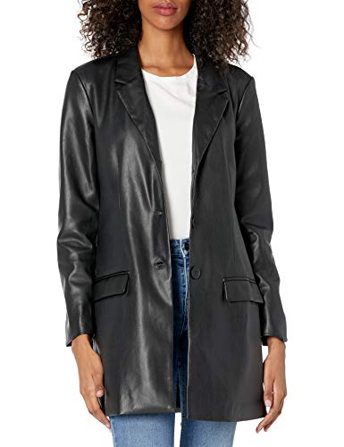 BB Dakota Women's CEO of Cool Faux Leather Blazer, Black, Large
