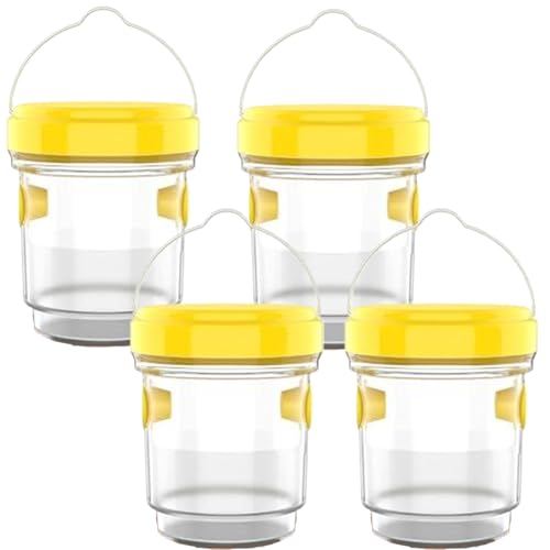 Trampa para Avispas, 4 trampas de plástico para Avispas Amarillas con 2 túneles, Mata Abejas portátil con asa para Colgar, trampas Reutilizables para Exteriores, jardín, césped y Camping.