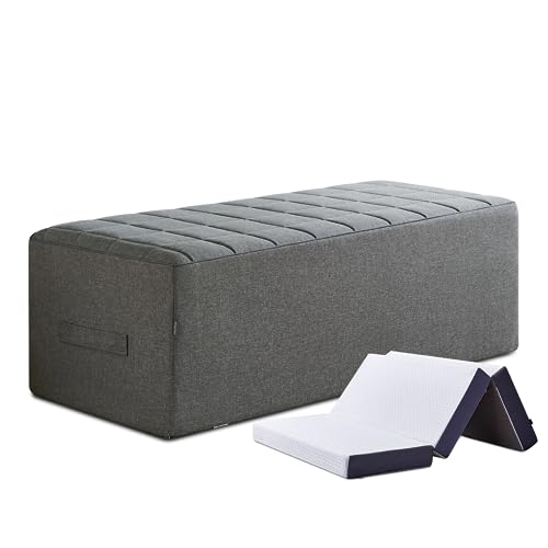 Inofia Housse de matelas pliable, housse de canapé-lit, sac de rangement pliable, étui de transport durable pour matelas double de 15 cm, lavable (matelas...