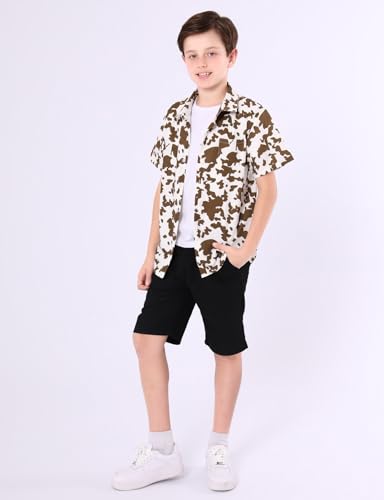 Image of COSLAND Boys' Animal Print Hawaiian Shirt Kids' Novelty Button Down Shirt, X-Small-Large