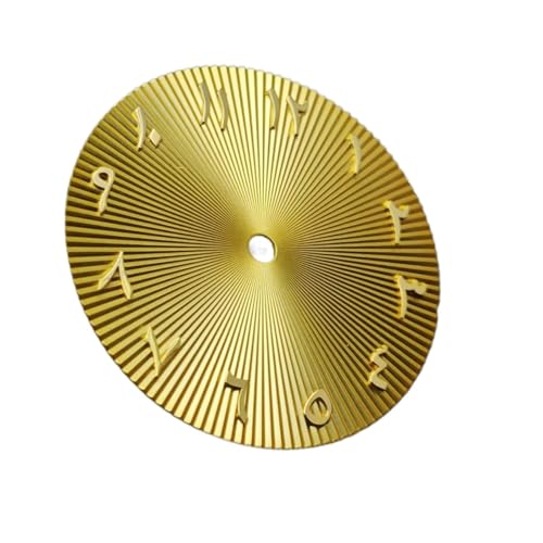 ZHGUIMING 28.5mm文字盤 DIY アラビア文字盤 日付なし ウォッチフェイス 機械式時計 NH35 / NH36 ムーブメント用交換アクセサリー(Golden)