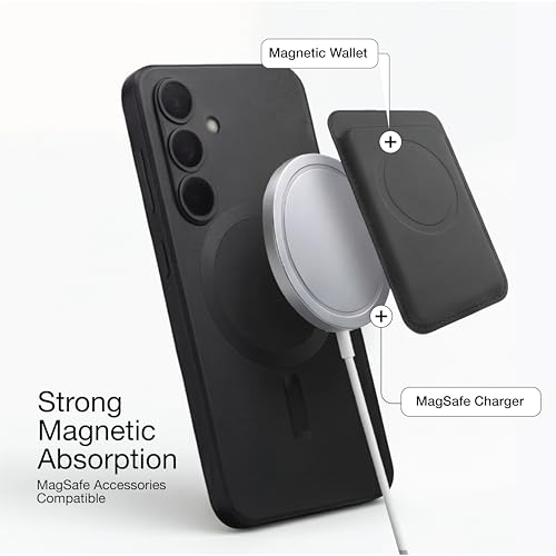 Image of amazon basics Premium Mag-Safe Case for Samsung Galaxy A55 5G | Shockproof & Anti-Scratch Cover | Soft Silicone with Wireless Charging | Camera Lens Guard - Black
