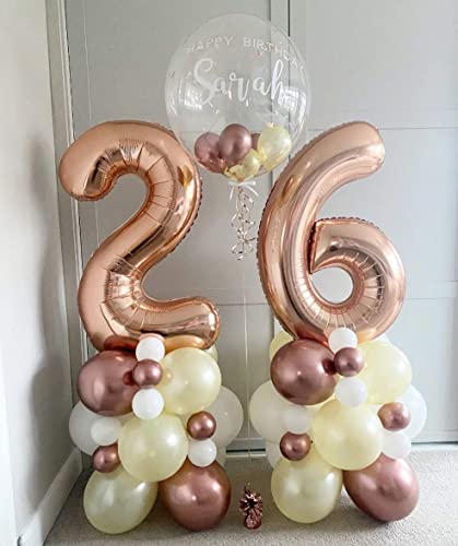 Image of 40 Inch Rose Gold 26 Number Balloons Giant Jumbo Huge 26 or 62 Foil Mylar Helium Number Digital Balloons Rose Gold Birthday Mylar Digital Balloons 26th or 62th Birthday Anniversary Events Party