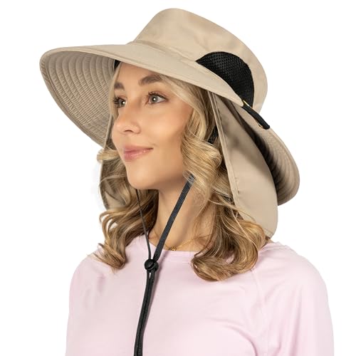 Image of SUN CUBE Wide Brim Sun Hat Men Women, Fishing Hats Sun UV Protection, Mens Hiking Bucket Hat Safari Beach Boonie, UPF 50+