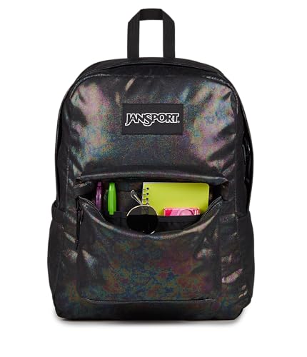 Image of JanSport Superbreak Plus FX Backpack - Work, Travel, or Laptop Bag with Water Bottle Pocket - Oil Slick Black